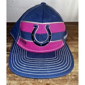 Indianapolis Colts Reebok Breast Cancer Stretch Fit L/XL Hat Cap Pink Blue White